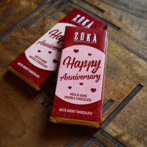 HAPPY ANNIVERSARY CHOCOLATE BAR (MILK & DARK MARBLE CHOCOLATE)
